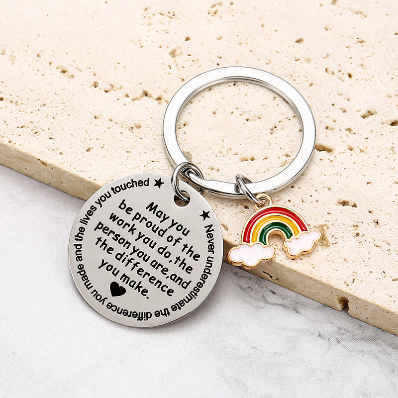 Wholesale Rainbow Pendant Stainless Steel Key Creative Gift for Colleagues